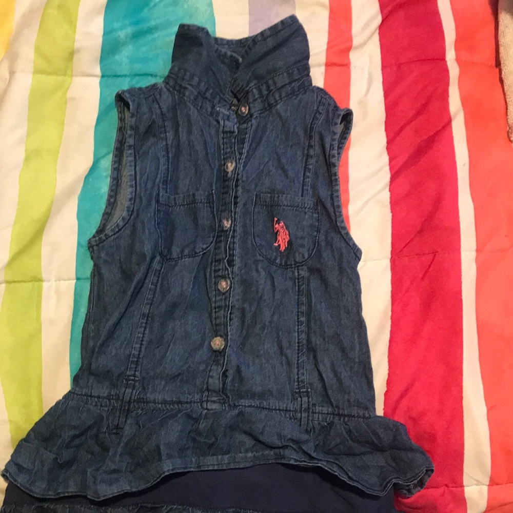 Dark blue button up multi layer skirt dress